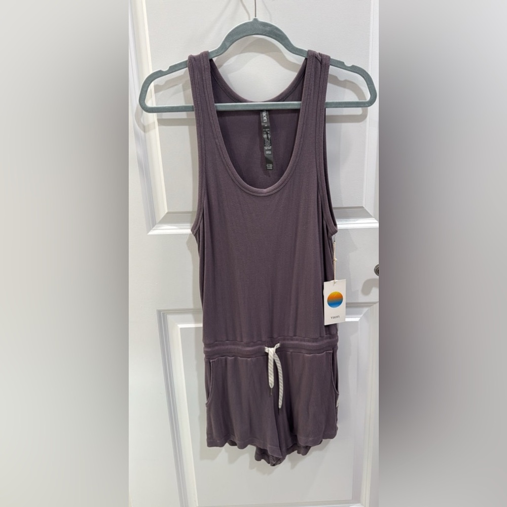 Purple Vuori Ribbed Short Romper